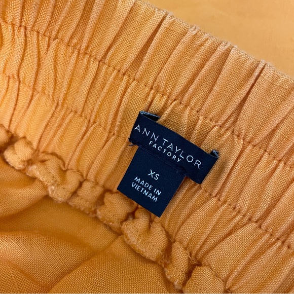 Ann Taylor Orange Linen A-Line Linen Blend Knee Length Skirt with Pockets - Picture 8 of 15